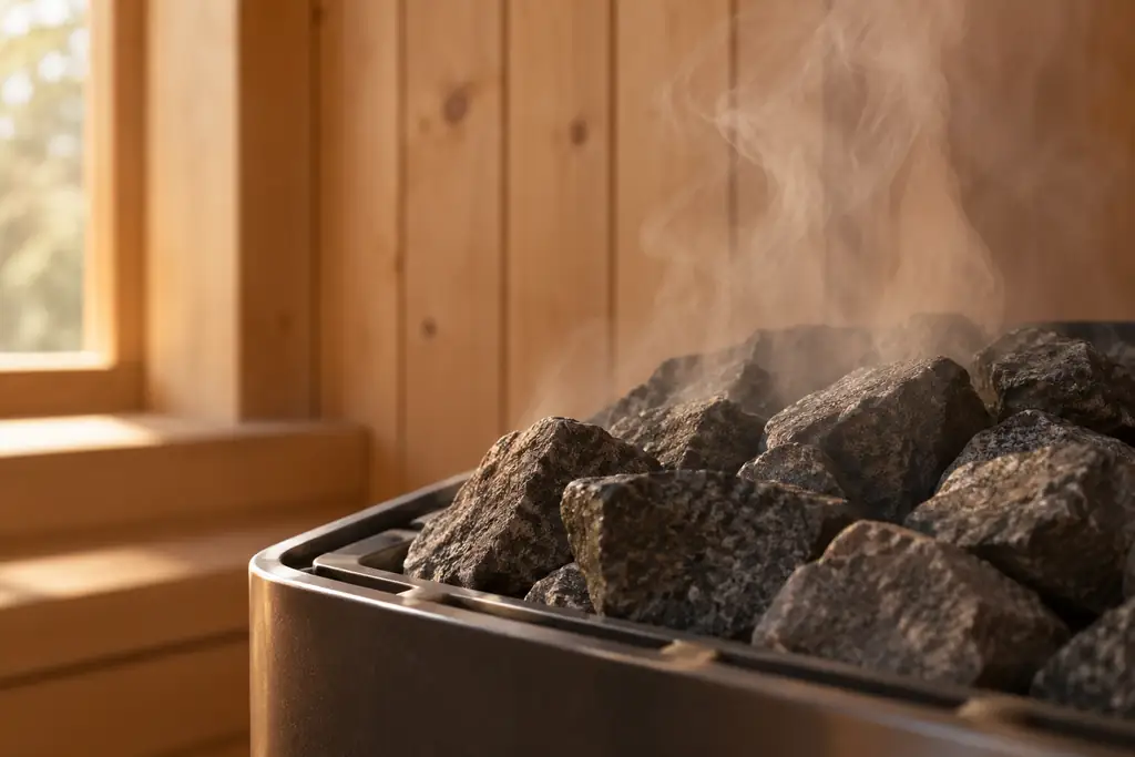 Heater stones with rising steam